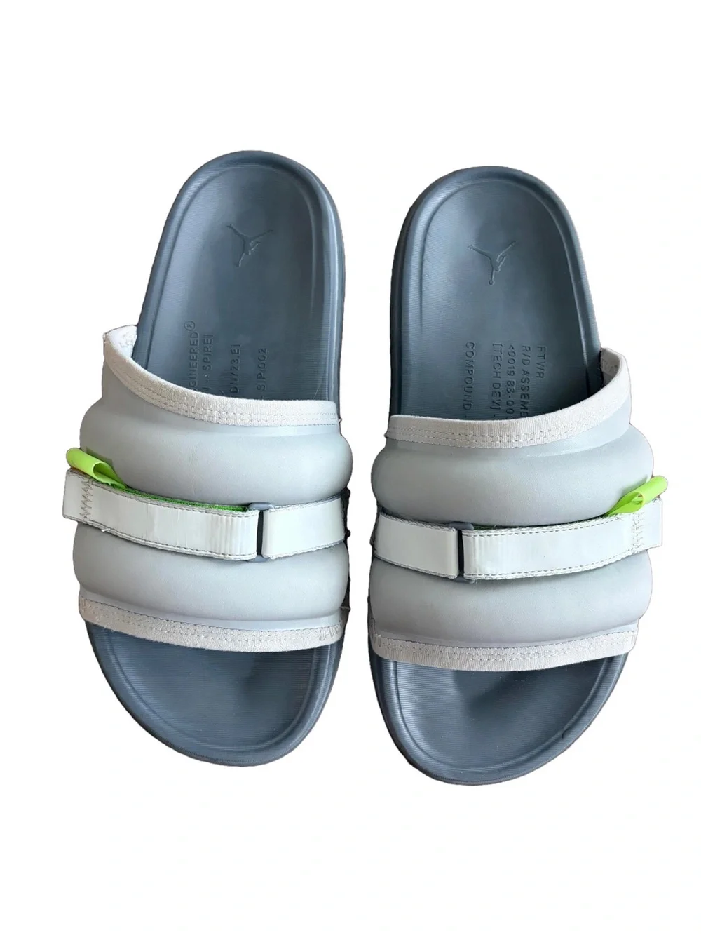 Nike Jordan Super Play Slide Silver Flint Grey Green Bean Sz 12 Puffy DM1683-030